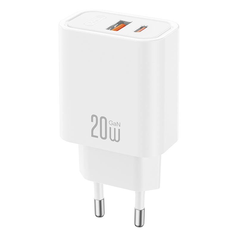Φορτιστής Δικτύου XO Design CE40, 20W, 3A, 1 x USB-A - 1 x USB-C, Λευκό