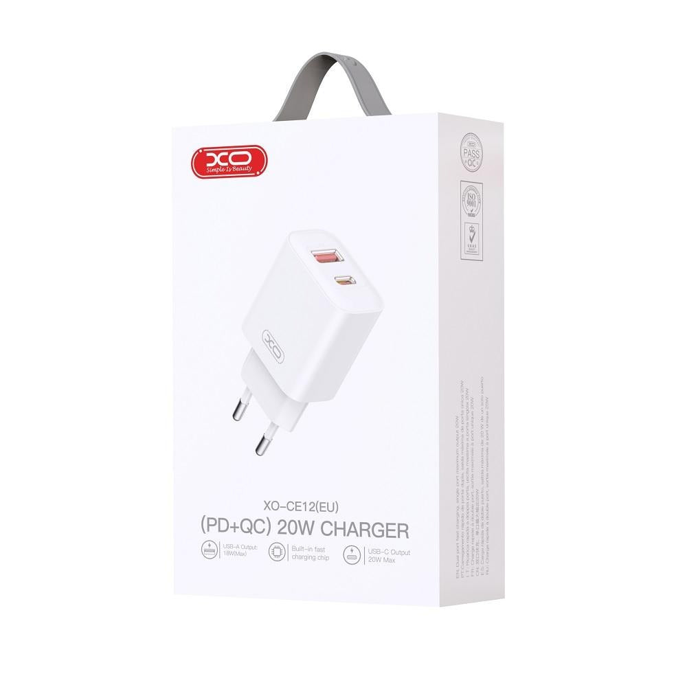Φορτιστής Δικτύου XO Design BPCE12, 20W, 3A, 1 x USB-A - 1 x USB-C, Λευκό