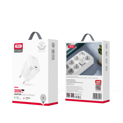 Φορτιστής Δικτύου XO Design CE06, 30W, 3A, 1 x USB-C, Λευκό