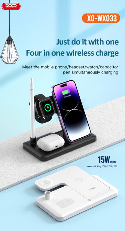 Φορτιστής Δικτύου Ασύρματος XO Design WX033 4σε1, 15W, 1.67A, Μαύρο