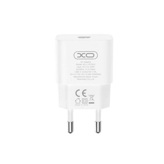 Φορτιστής Δικτύου XO Design L167, 25W, 3A, 1 x USB-C, Λευκό