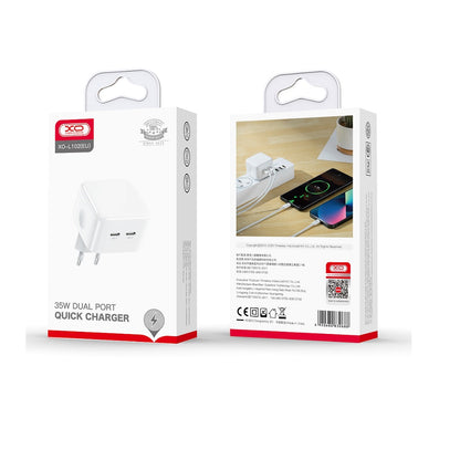 Φορτιστής Δικτύου XO Design L102, 35W, 3A, 2 x USB-C, Λευκό