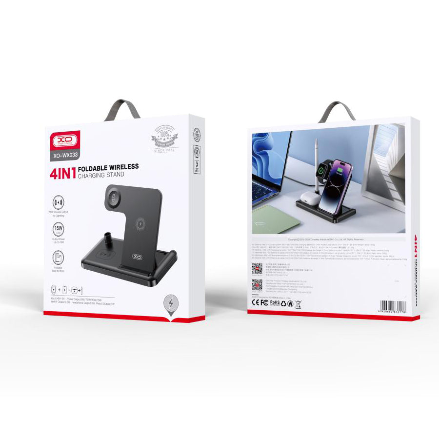 Φορτιστής Δικτύου Ασύρματος XO Design WX033 4σε1, 15W, 1.67A, Μαύρο