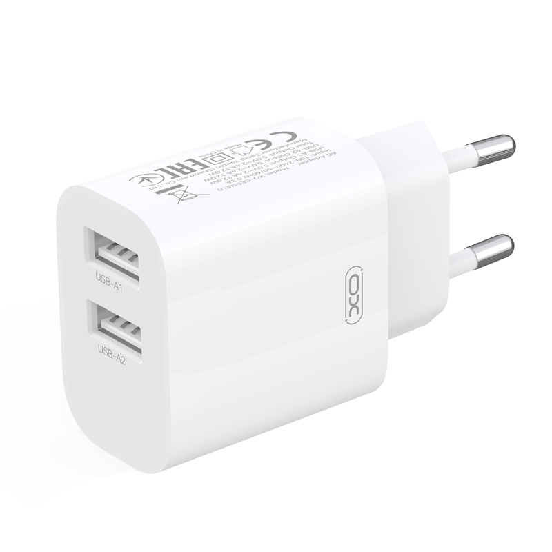 Φορτιστής δικτύου XO Design CE55, 12W, 2.4A, 2 x USB-A, Λευκός
