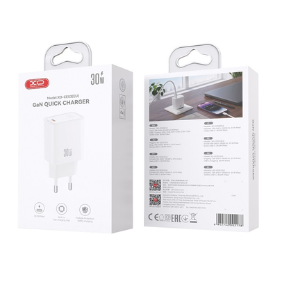 Φορτιστής δικτύου XO Design CE53, 30W, 3A, 1 x USB-C, Λευκός