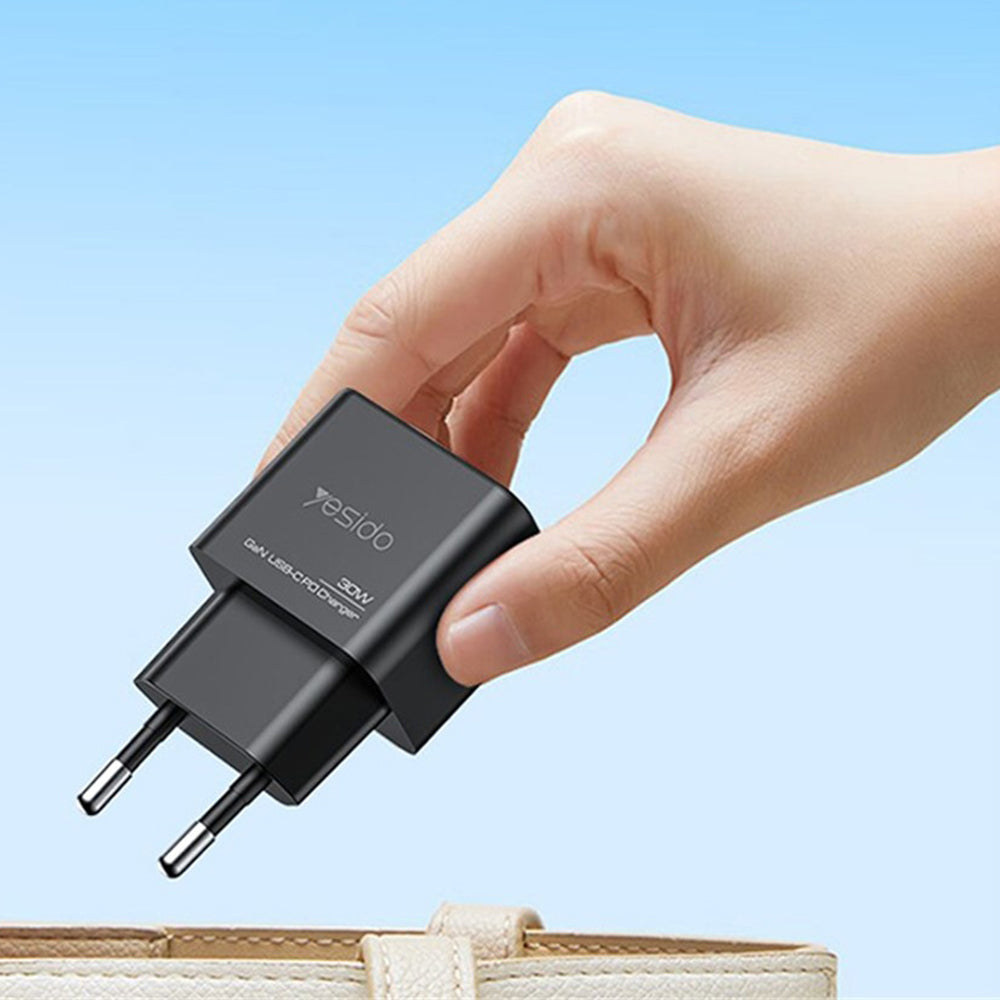 Φορτιστής Δικτύου Yesido YC64, 30W, 3A, 1 x USB-A - 1 x USB-C, Μαύρο