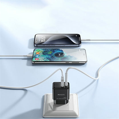 Φορτιστής Δικτύου Yesido YC64, 30W, 3A, 1 x USB-A - 1 x USB-C, Μαύρο