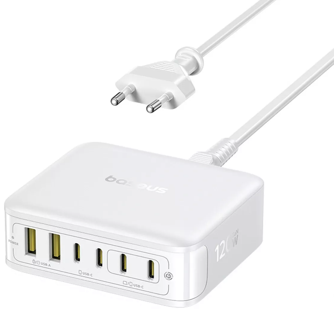 Φορτιστής Σταθμός Baseus EnerFill FH21, 120W, 2 x USB-A - 4 x USB-C, Λευκός E0120T01