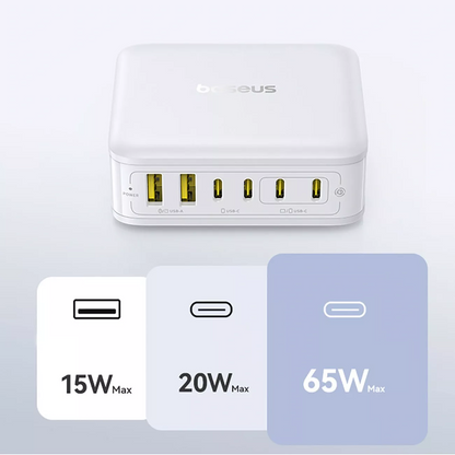 Φορτιστής Σταθμός Baseus EnerFill FH21, 120W, 2 x USB-A - 4 x USB-C, Λευκός E0120T01