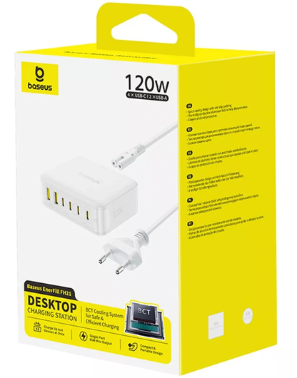 Φορτιστής Σταθμός Baseus EnerFill FH21, 120W, 2 x USB-A - 4 x USB-C, Λευκός E0120T01