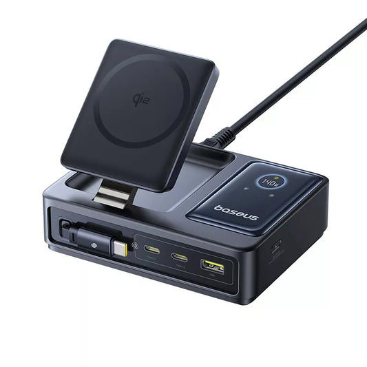 Φορτιστής Σταθμός Baseus Nomos QI 5in1, 140W, 5A, 1 x USB-A - 2 x USB-C, Μαύρο P10178800123-00