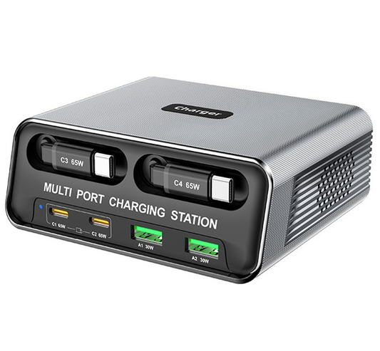 Φορτιστής Σταθμός με Καλώδιο USB-C OEM WLX-60C, 130W, 2 x USB-A - 2 x USB-C, Γκρι