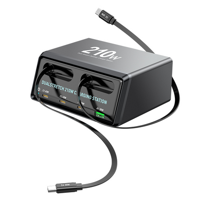 Φορτιστής Σταθμός με Καλώδιο USB-C OEM WLX-60E, 210W, 3A, 1 x USB-A - 3 x USB-C, Γκρι