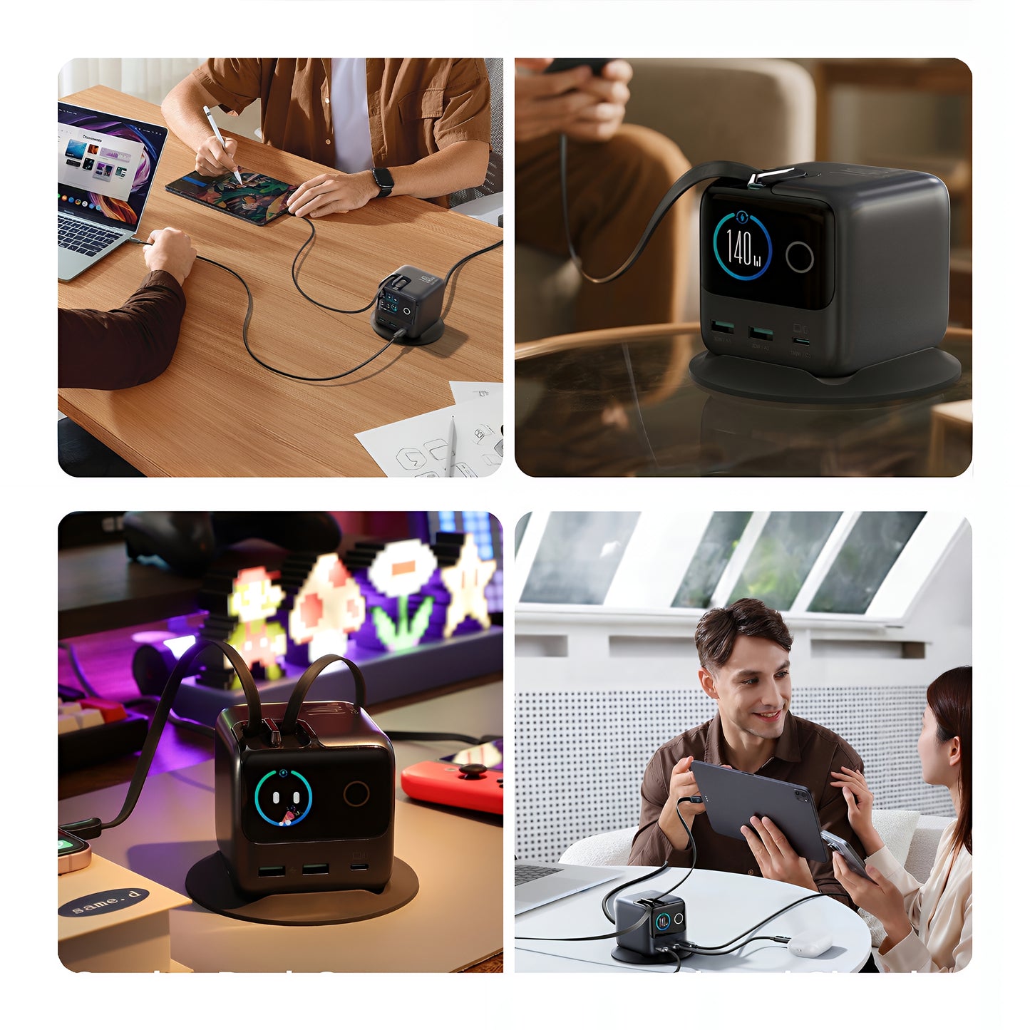 Φορτιστής Σταθμός με Καλώδιο USB-C Joyroom Podix JR-TRD01, 140W, 1 x USB-C - 2 x USB-A, Γκρι