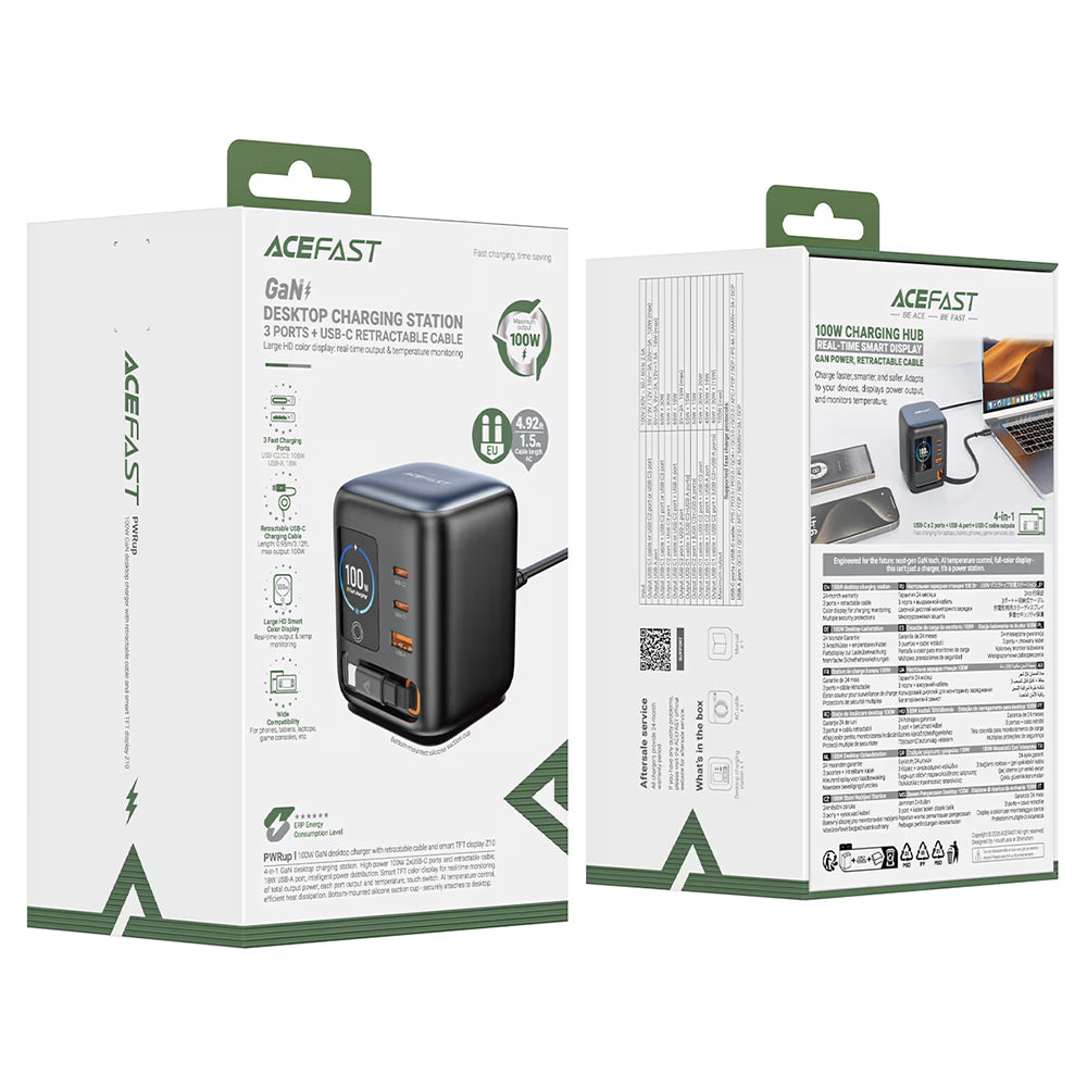 Φορτιστής Σταθμός με Καλώδιο USB-C Acefast Z10, 100W, 1 x USB-A - 2 x USB-C, Μαύρο