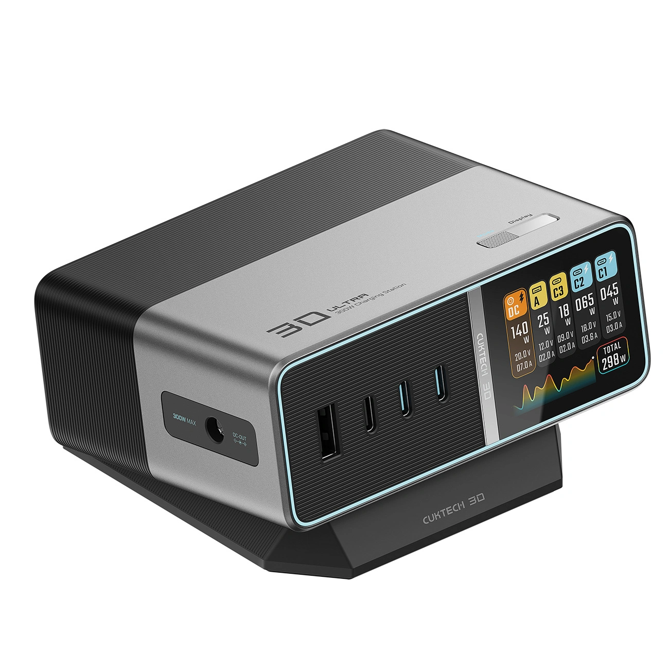 Φορτιστής Σταθμός Cuktech TA3005U, 300W, 1 x DC - 1 x USB-A - 3 x USB-C, Γκρι
