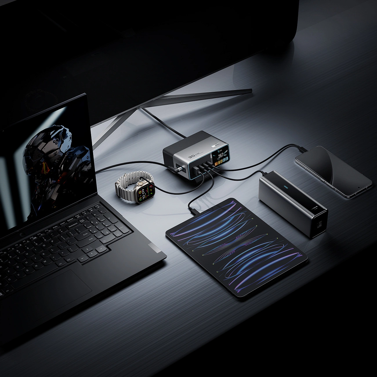 Φορτιστής Σταθμός Cuktech TA3005U, 300W, 1 x DC - 1 x USB-A - 3 x USB-C, Γκρι