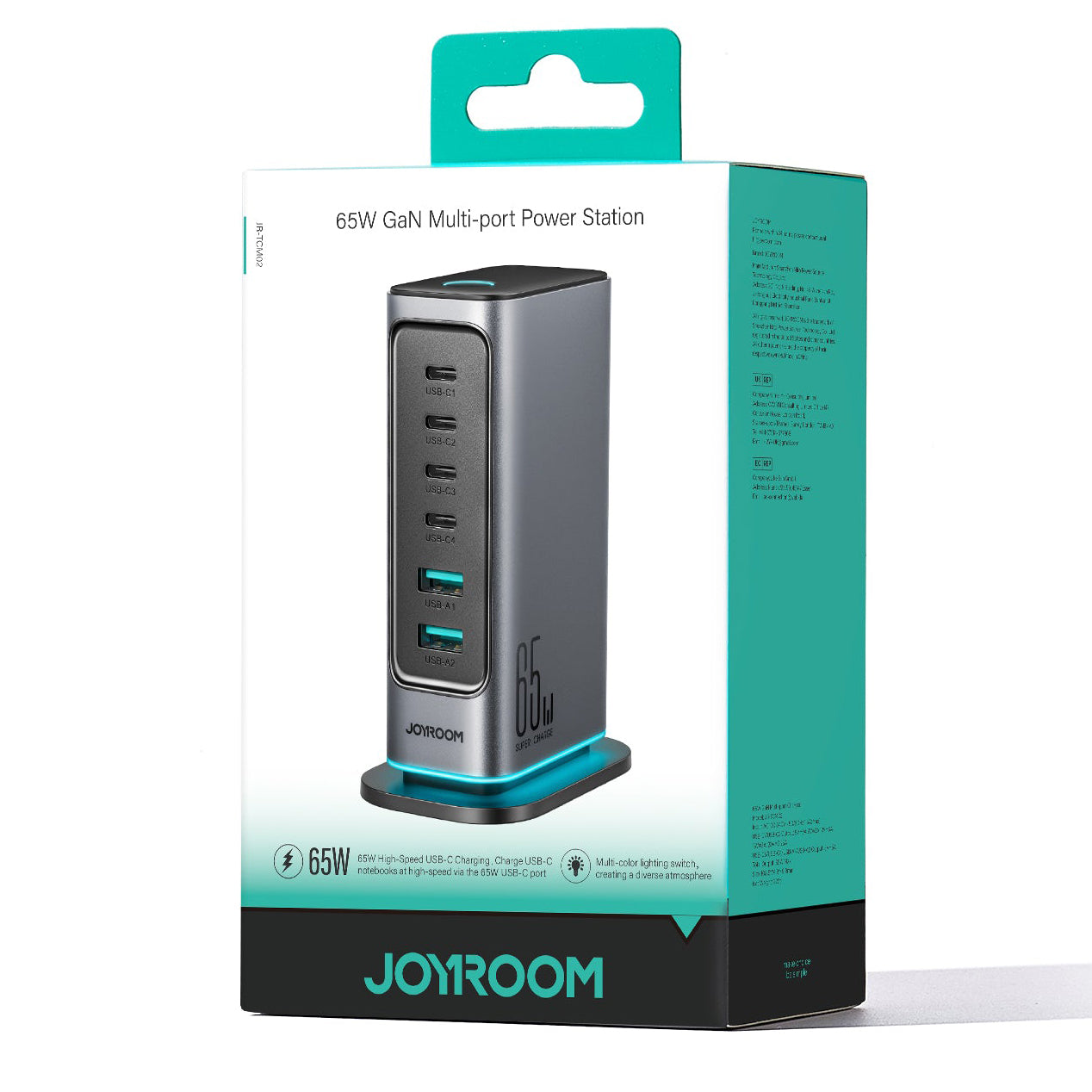 Φορτιστής Σταθμός Joyroom JR-TCM02, 65W, 3.25A, 2 x USB-A - 4 x USB-C, Γκρι