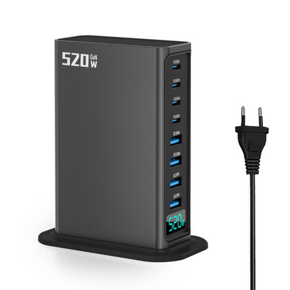 Φορτιστής Σταθμού OEM, 520W, 5A, 4 x USB-A - 4 x USB-C, Γκρι