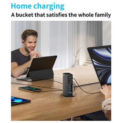 Φορτιστής Σταθμού OEM, 520W, 5A, 4 x USB-A - 4 x USB-C, Γκρι