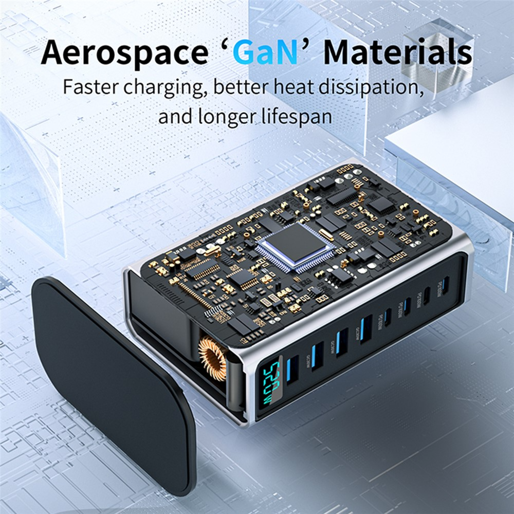 Φορτιστής Σταθμού OEM, 520W, 5A, 4 x USB-A - 4 x USB-C, Γκρι