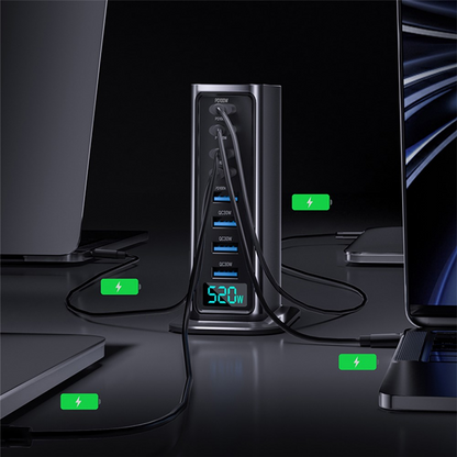 Φορτιστής Σταθμού OEM, 520W, 5A, 4 x USB-A - 4 x USB-C, Γκρι