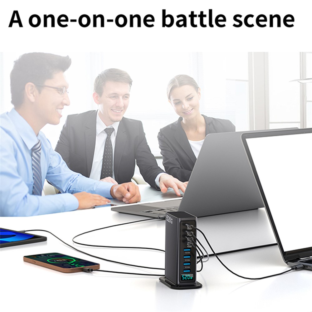 Φορτιστής Σταθμού OEM, 520W, 5A, 4 x USB-A - 4 x USB-C, Γκρι