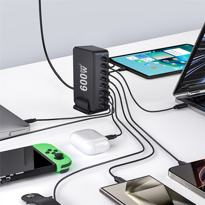 OEM Station Charger, 600W, 4 x USB-A - 4 x USB-C, Black
