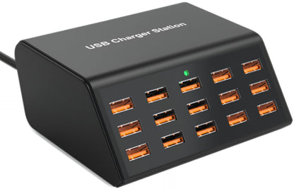 Φορτιστής Σταθμός OEM HW15, 100W, 2A, 15 x USB-A, Μαύρο