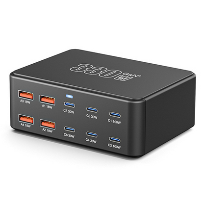 Φορτιστής Σταθμός OEM HW66, 330W, 5A, 4 x USB-A - 6 x USB-C, Μαύρο