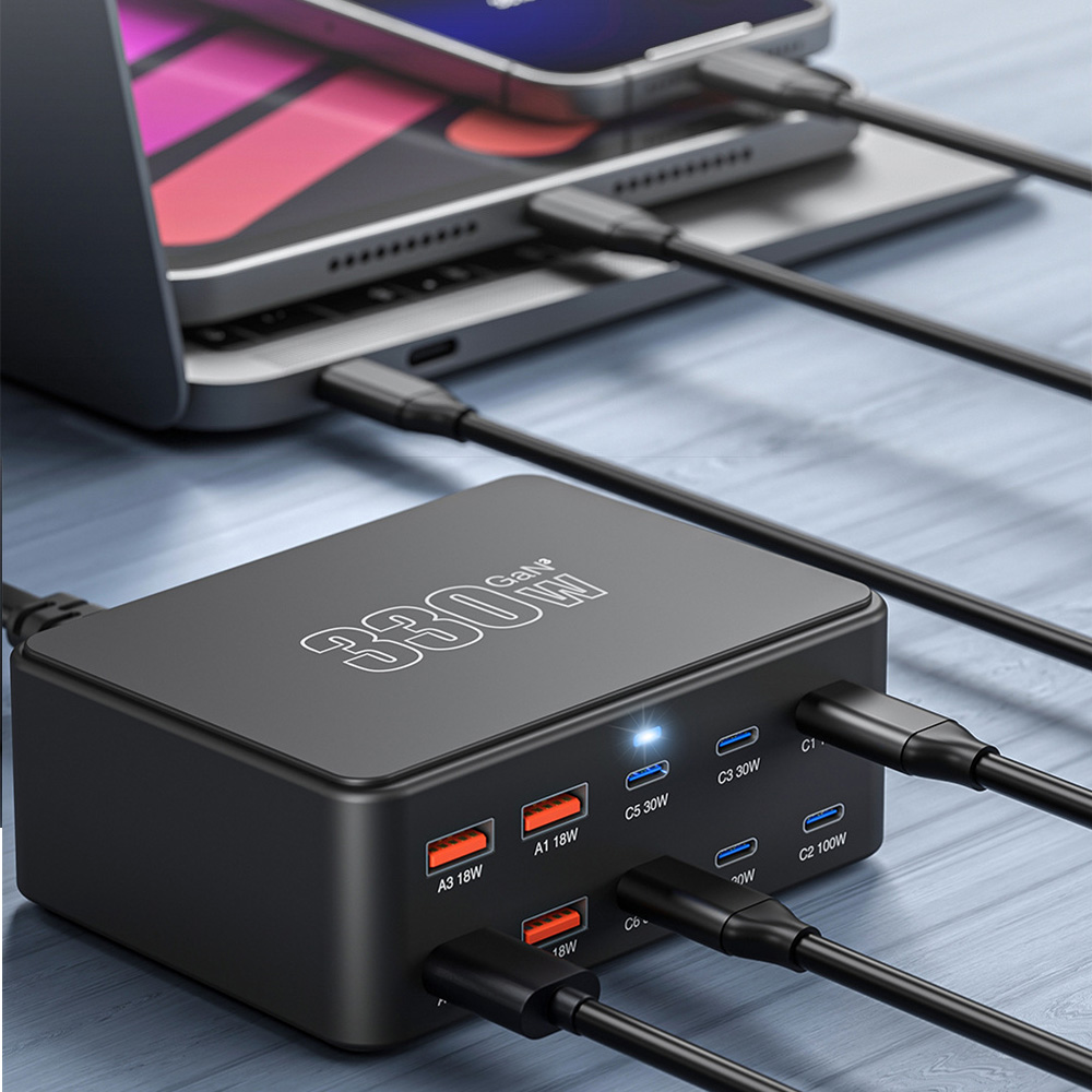 Φορτιστής Σταθμός OEM HW66, 330W, 5A, 4 x USB-A - 6 x USB-C, Μαύρο