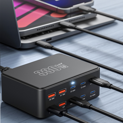 Φορτιστής Σταθμός OEM HW66, 330W, 5A, 4 x USB-A - 6 x USB-C, Μαύρο