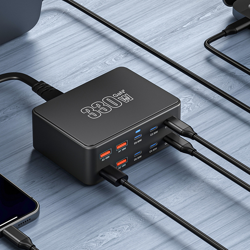 Φορτιστής Σταθμός OEM HW66, 330W, 5A, 4 x USB-A - 6 x USB-C, Μαύρο