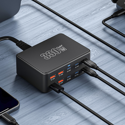 Φορτιστής Σταθμός OEM HW66, 330W, 5A, 4 x USB-A - 6 x USB-C, Μαύρο