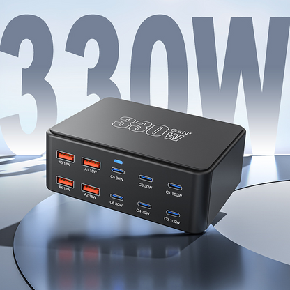 Φορτιστής Σταθμός OEM HW66, 330W, 5A, 4 x USB-A - 6 x USB-C, Μαύρο