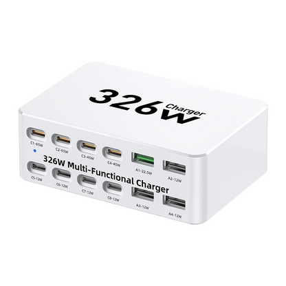 Φορτιστής Σταθμού OEM WLX-818E, 326W, 3.25A, 4 x USB-A - 8 x USB-C, Λευκό