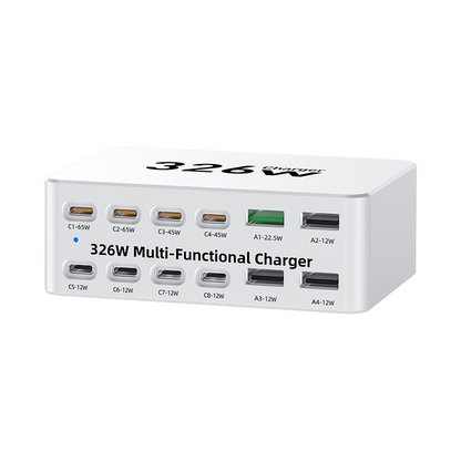 Φορτιστής Σταθμού OEM WLX-818E, 326W, 3.25A, 4 x USB-A - 8 x USB-C, Λευκό