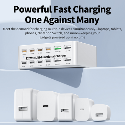 Φορτιστής Σταθμού OEM WLX-818E, 326W, 3.25A, 4 x USB-A - 8 x USB-C, Λευκό