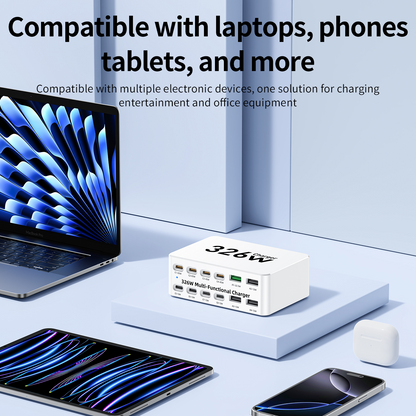 Φορτιστής Σταθμού OEM WLX-818E, 326W, 3.25A, 4 x USB-A - 8 x USB-C, Λευκό