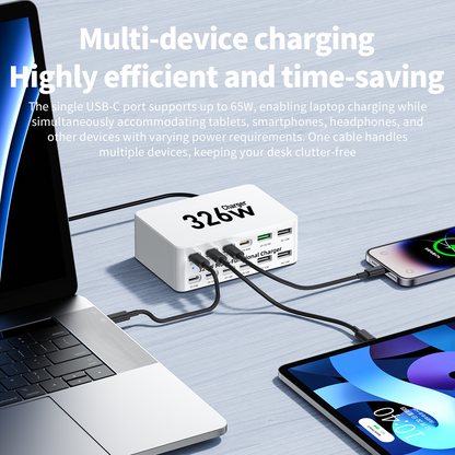 Φορτιστής Σταθμού OEM WLX-818E, 326W, 3.25A, 4 x USB-A - 8 x USB-C, Λευκό