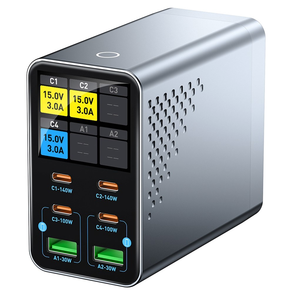 Φορτιστής Σταθμού OEM WLX-G3, 140W, 5A, 2 x USB-A - 4 x USB-C, Γκρι