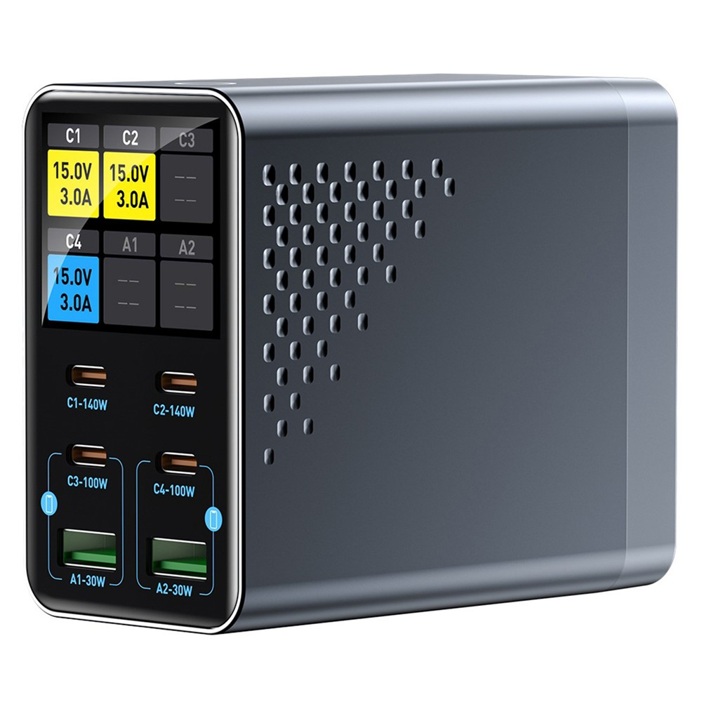 Φορτιστής Σταθμού OEM WLX-G3, 140W, 5A, 2 x USB-A - 4 x USB-C, Γκρι