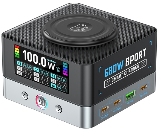 Φορτιστής Σταθμός OEM WLX-R8A QI, 140W, 5A, 2 x USB-A - 6 x USB-C, Γκρι