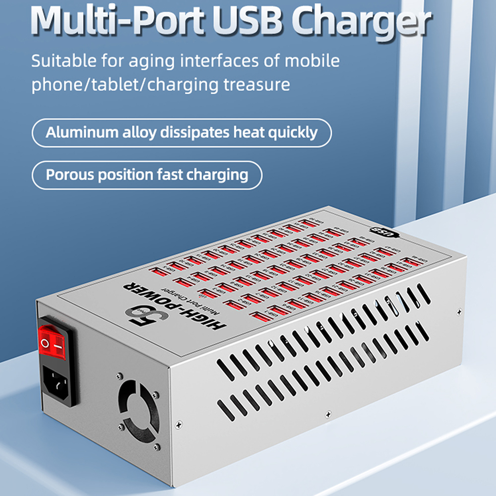 OEM WLX-T2A Station Charger, 200W, 2.4A, 50 x USB-A, Silver