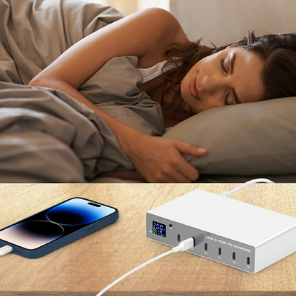 Φορτιστής Σταθμού OEM WLX-X6P, 140W, 3A, 6 x USB-C, Ασημί