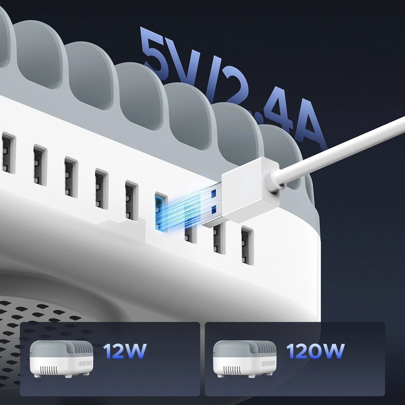 Φορτιστής Σταθμός Orico DUK-10P-V1, 120W, 2.4A, 10 x USB-A, Λευκό