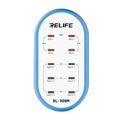 Φορτιστής Σταθμός Relife RL-309M, 72W, 10 x USB-C, Μπλε