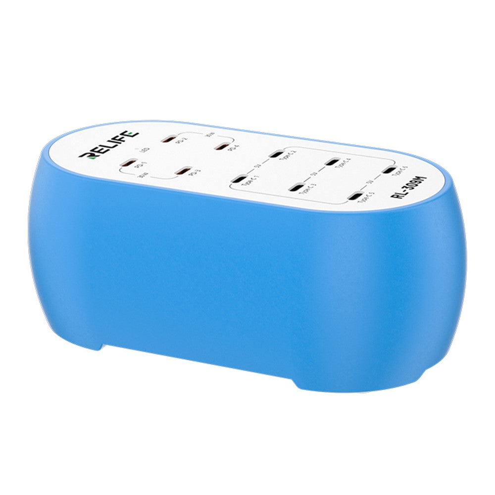 Φορτιστής Σταθμός Relife RL-309M, 72W, 10 x USB-C, Μπλε