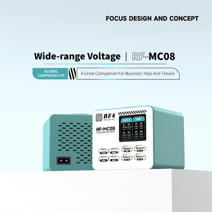 Φορτιστής Σταθμού RF4 RF-MC08, 150W, 5A, 4 x USB-A - 4 x USB-C, Τυρκουάζ