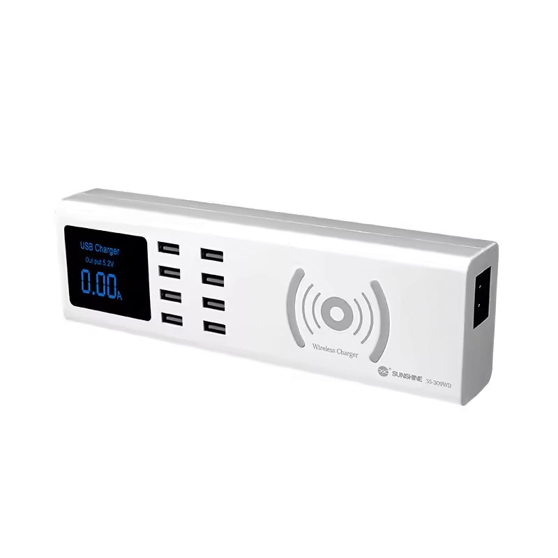 Φορτιστής Σταθμός Sunshine SS-309WD QI, 40W, 2.4A, 8 x USB-A, Λευκό